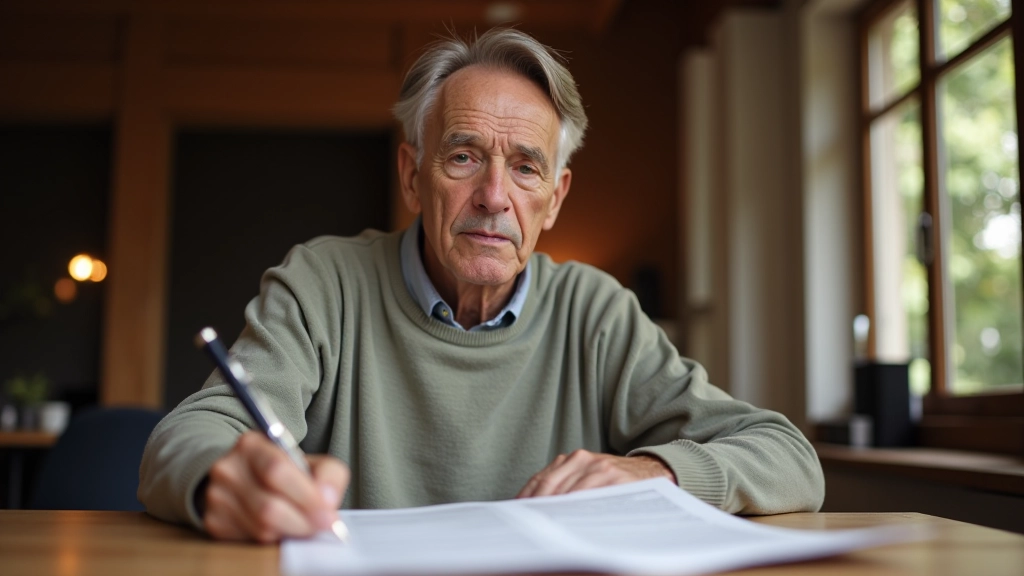 Retraité consultant des documents financiers à une table avec graphiques d'inflation